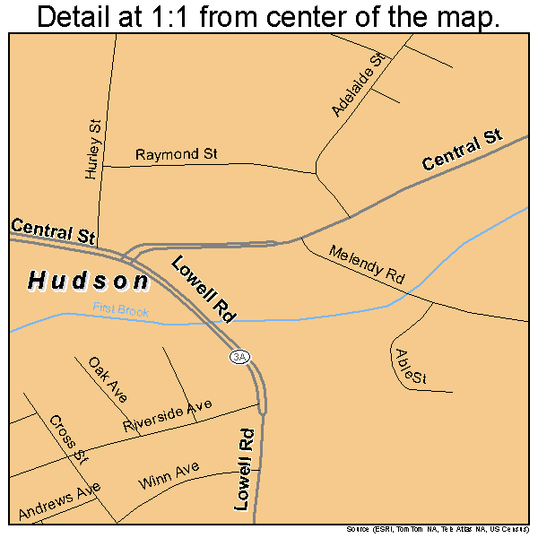 Hudson, New Hampshire road map detail