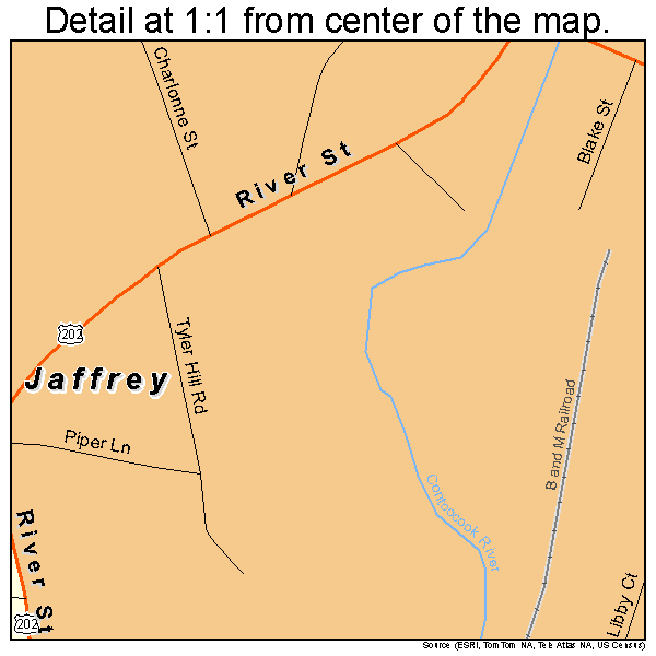Jaffrey, New Hampshire road map detail