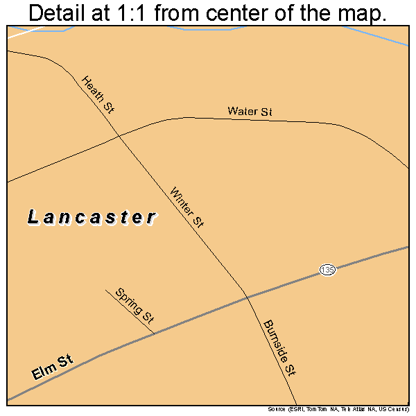 Lancaster, New Hampshire road map detail