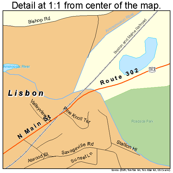 Lisbon, New Hampshire road map detail
