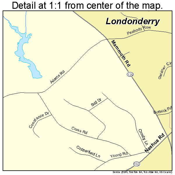 Londonderry, New Hampshire road map detail