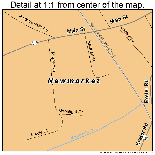 Newmarket, New Hampshire road map detail