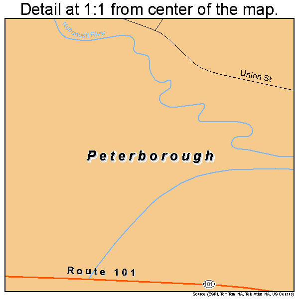 Peterborough, New Hampshire road map detail