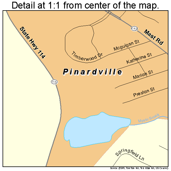 Pinardville, New Hampshire road map detail