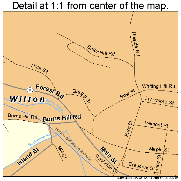 Wilton, New Hampshire road map detail