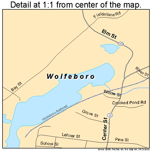 Wolfeboro, New Hampshire road map detail