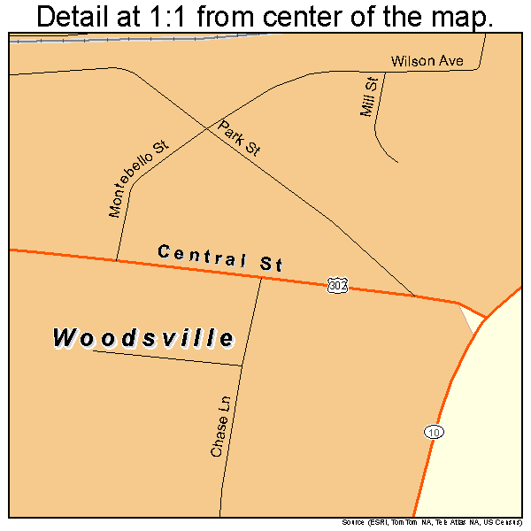 Woodsville, New Hampshire road map detail