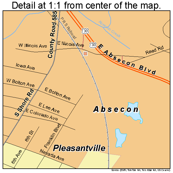 Absecon, New Jersey road map detail