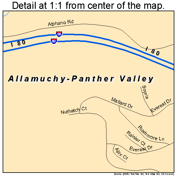 Allamuchy-Panther Valley, New Jersey road map detail