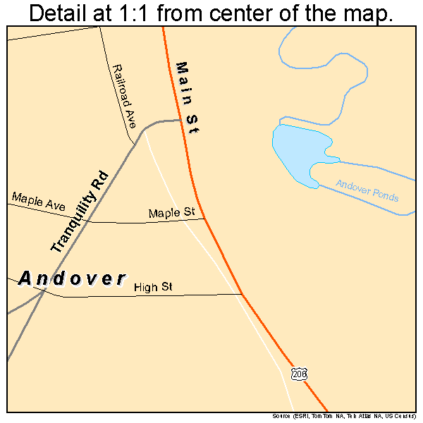 Andover, New Jersey road map detail