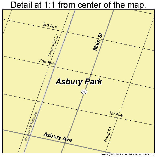 Asbury Park, New Jersey road map detail