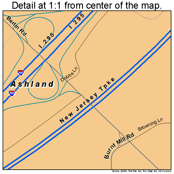 Ashland, New Jersey road map detail