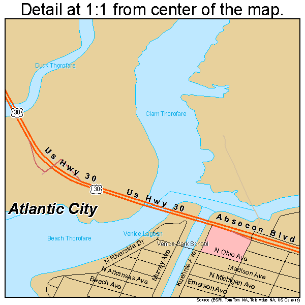 Atlantic City, New Jersey road map detail