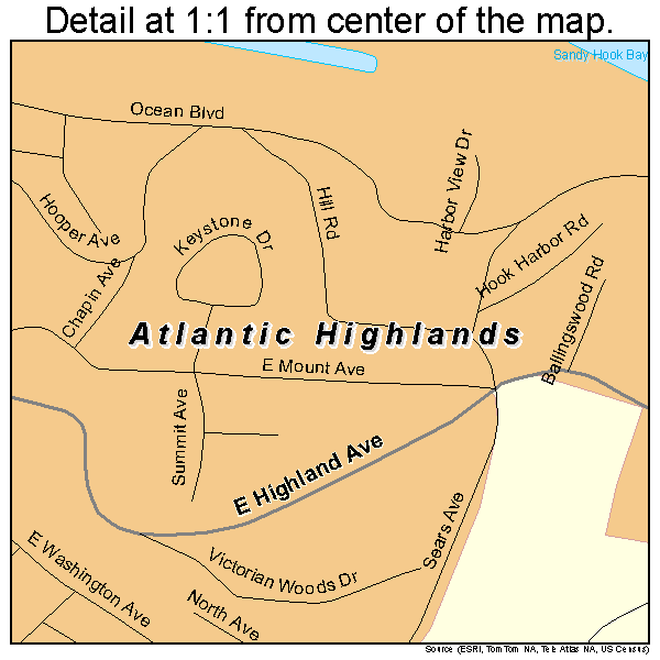 Atlantic Highlands, New Jersey road map detail
