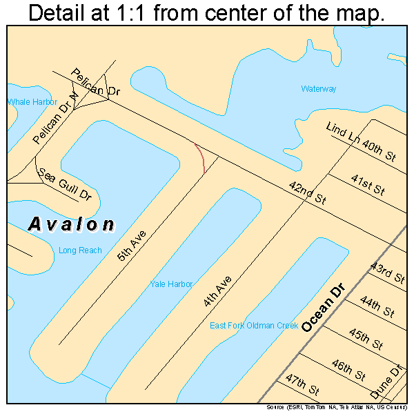 Avalon, New Jersey road map detail