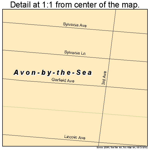 Avon-by-the-Sea, New Jersey road map detail