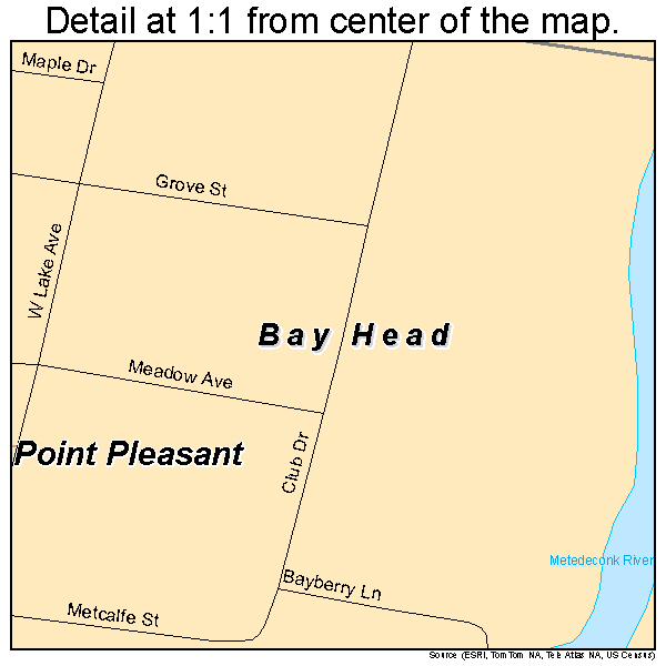Bay Head, New Jersey road map detail
