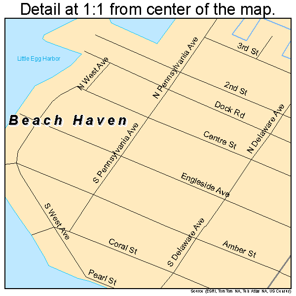 Beach Haven, New Jersey road map detail