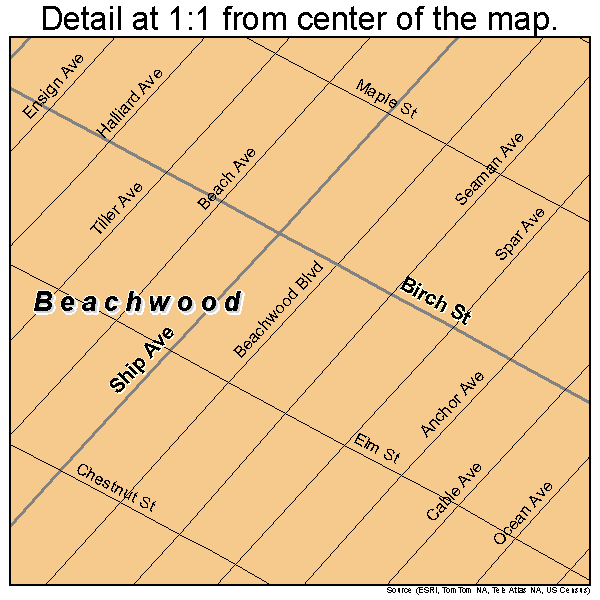 Beachwood, New Jersey road map detail