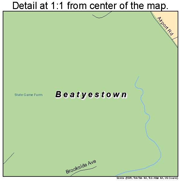 Beatyestown, New Jersey road map detail