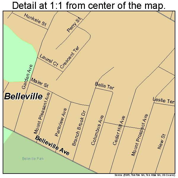 Belleville, New Jersey road map detail