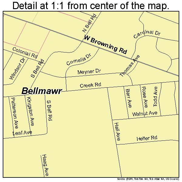 Bellmawr, New Jersey road map detail