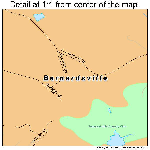 Bernardsville, New Jersey road map detail