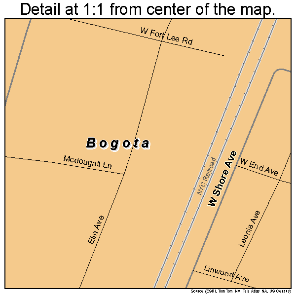 Bogota, New Jersey road map detail