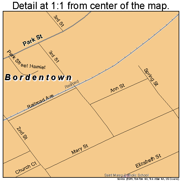 Bordentown, New Jersey road map detail