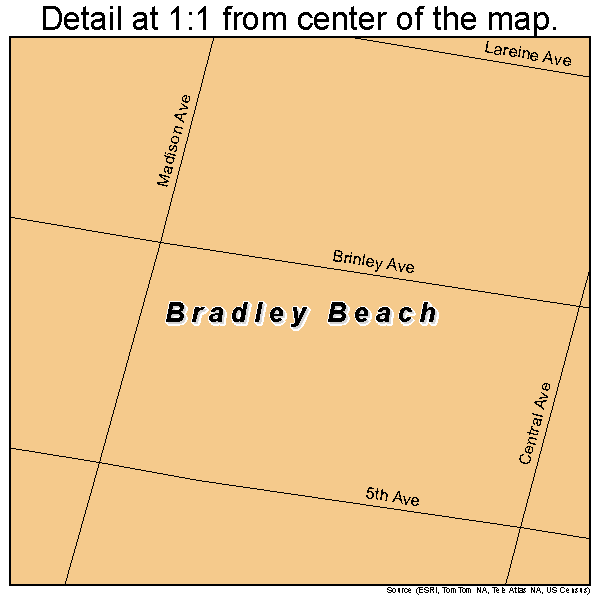 Bradley Beach, New Jersey road map detail