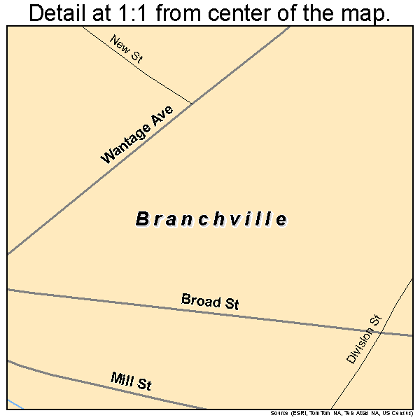 Branchville, New Jersey road map detail