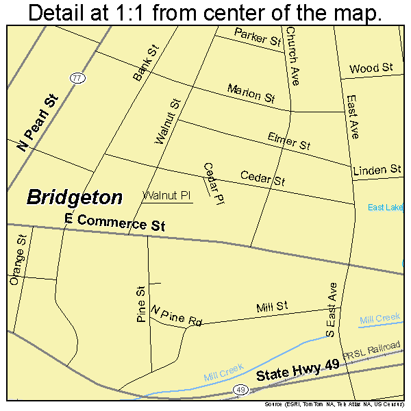 Bridgeton, New Jersey road map detail