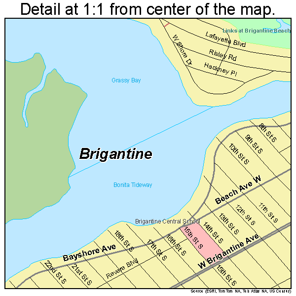 Brigantine, New Jersey road map detail
