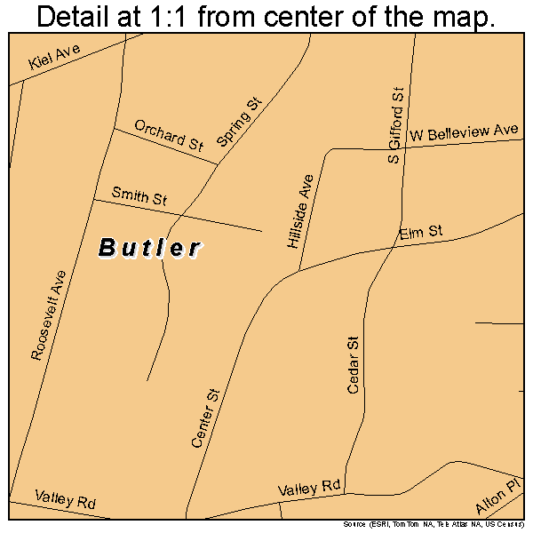 Butler, New Jersey road map detail