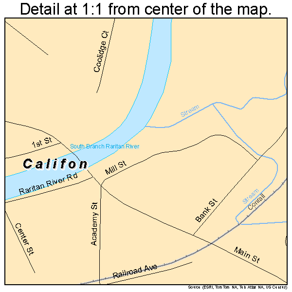 Califon, New Jersey road map detail