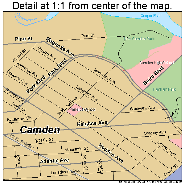 Camden, New Jersey road map detail