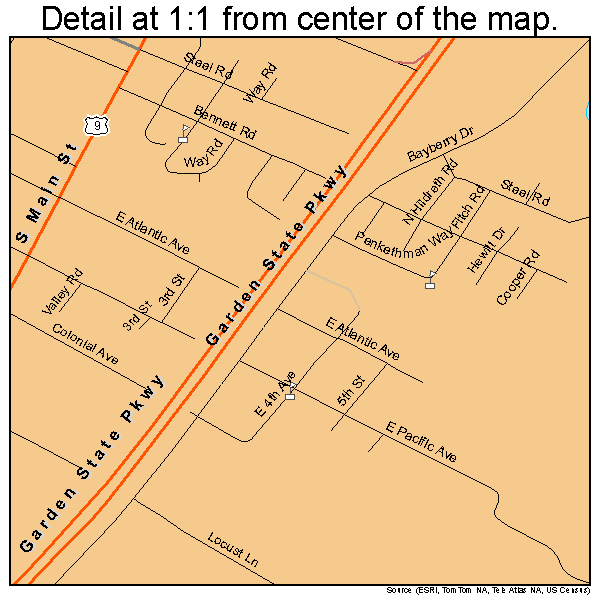 Cape May Court House, New Jersey road map detail