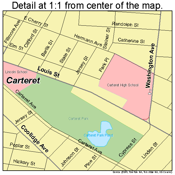 Carteret, New Jersey road map detail