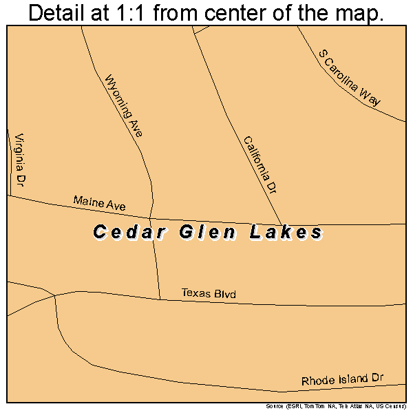 Cedar Glen Lakes, New Jersey road map detail
