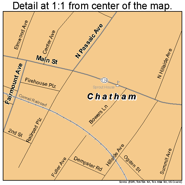 Chatham, New Jersey road map detail
