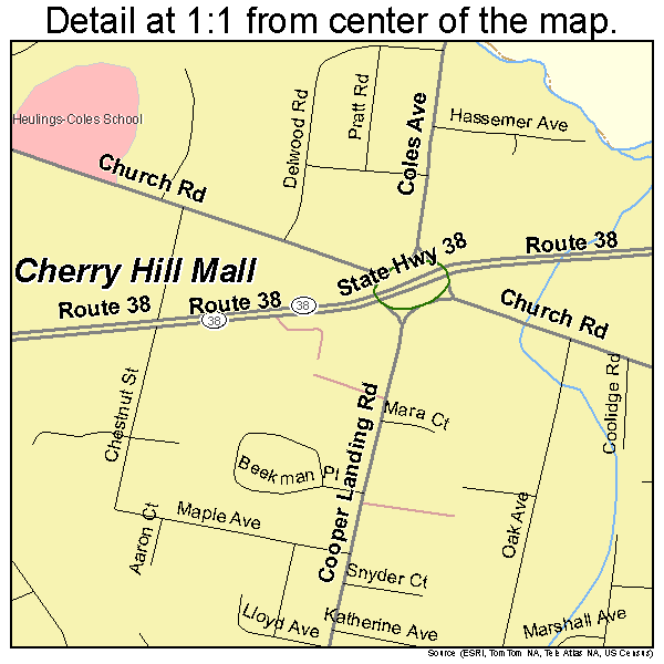Cherry Hill Mall, New Jersey road map detail