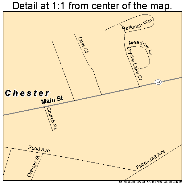 Chester, New Jersey road map detail