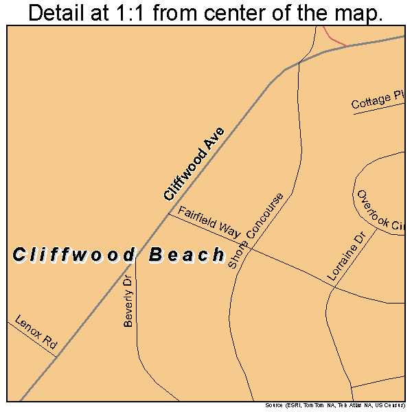 Cliffwood Beach, New Jersey road map detail