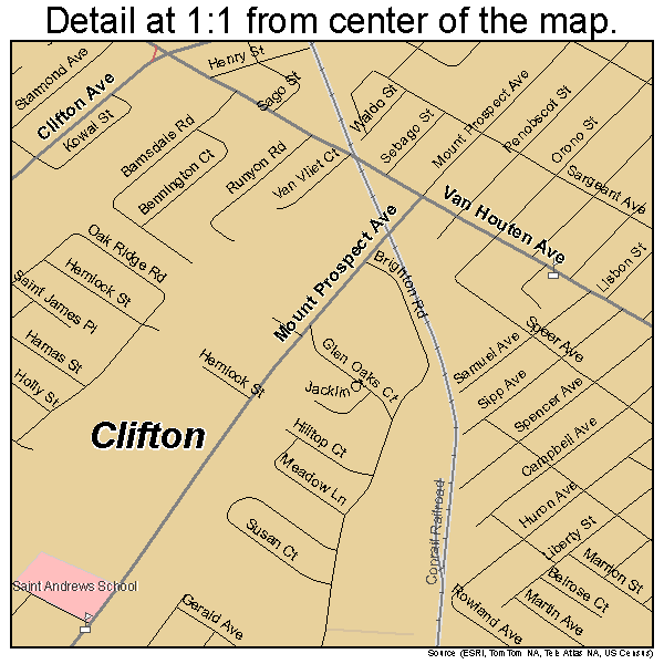 Clifton, New Jersey road map detail