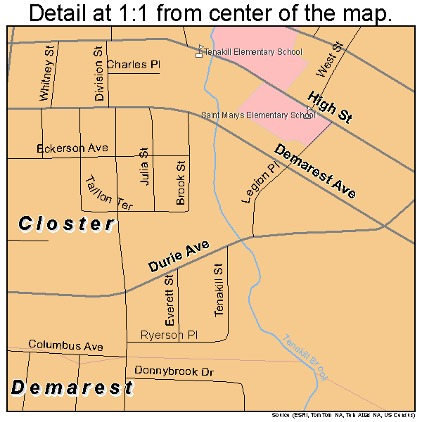 Closter, New Jersey road map detail