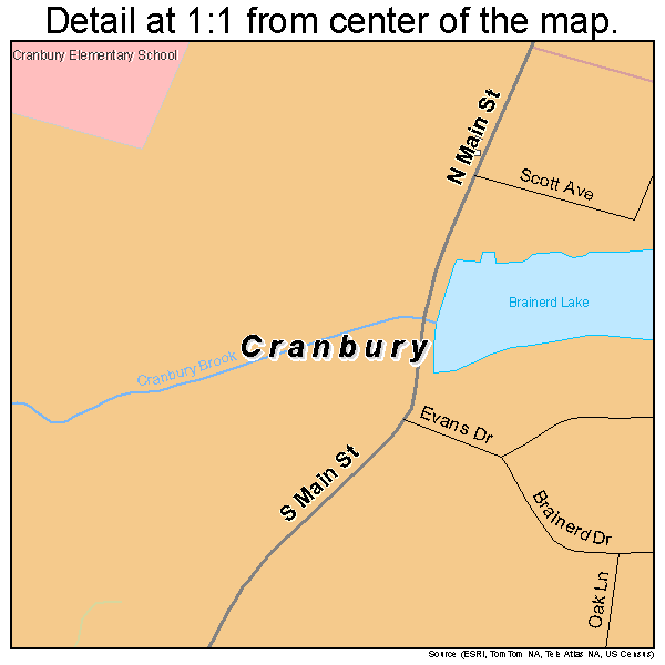 Cranbury, New Jersey road map detail