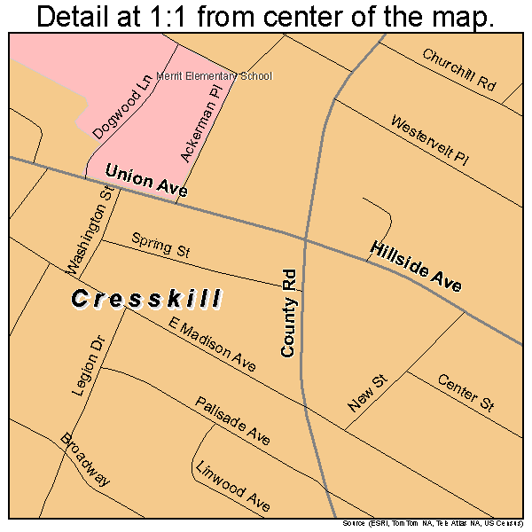 Cresskill, New Jersey road map detail