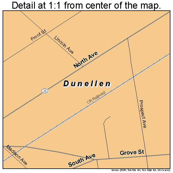 Dunellen, New Jersey road map detail