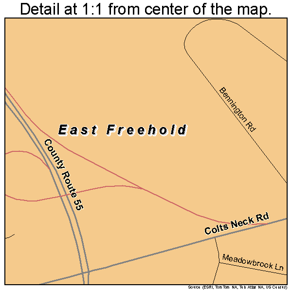 East Freehold, New Jersey road map detail