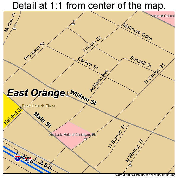 East Orange, New Jersey road map detail